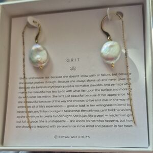 Bryan Anthonys Gold and White Pearl Drop Grit Earrings